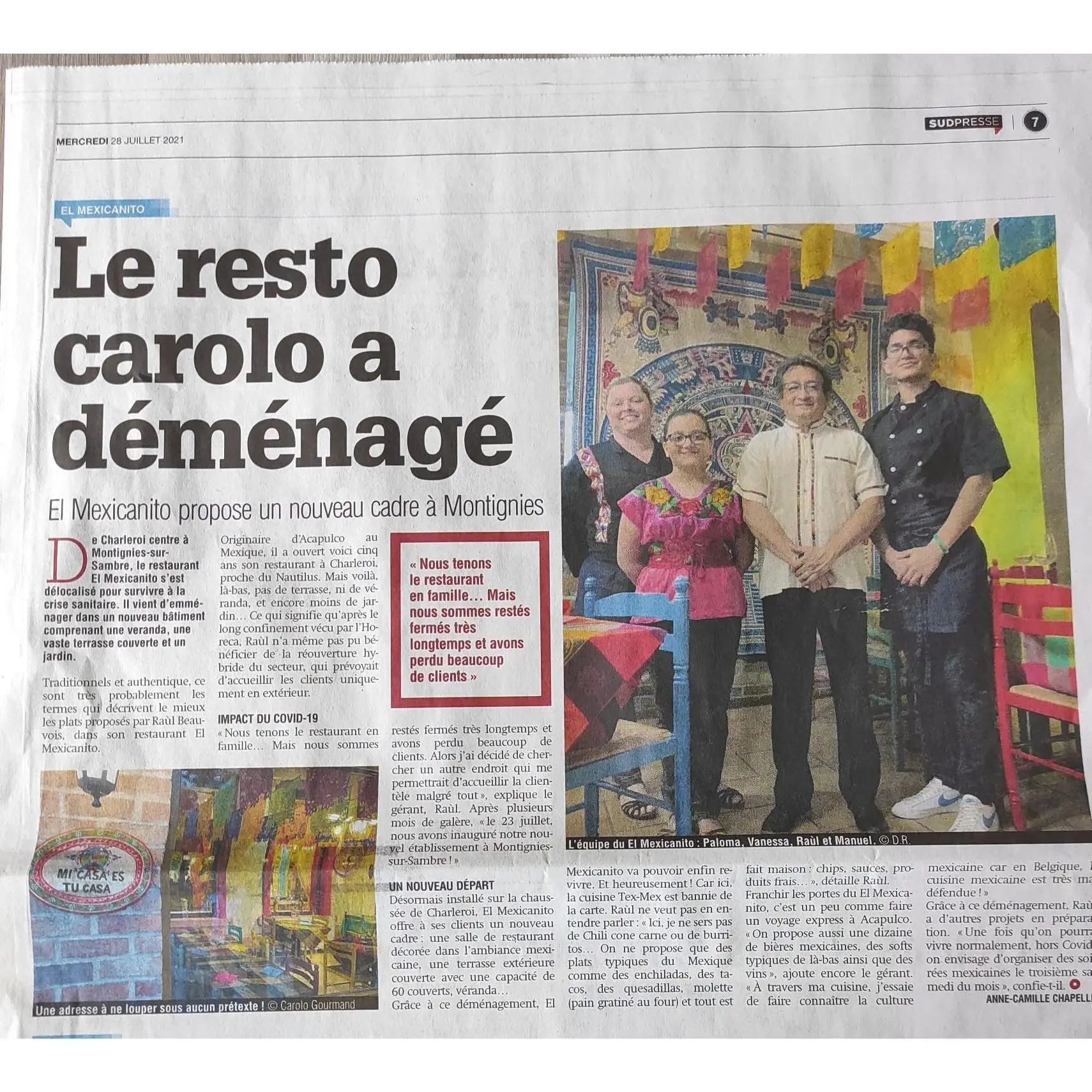 Reportage du journal La Nouvelle Gazette